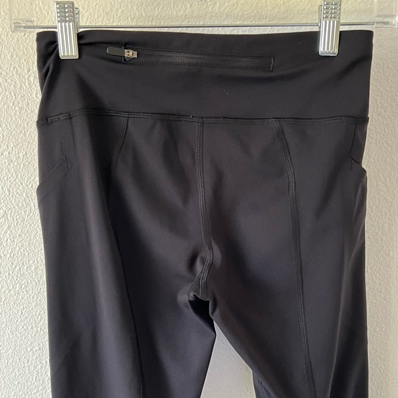 Lululemon Black Logo Pace Rival 22" Mesh Crop Leggings Running Tights ~ Size 4 - Picture 9 of 12